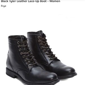 FRYE Black Tyler Lace Up Boots (NEVER WORN)